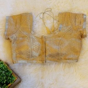 New gold designer blouse for saree/sari/lehenga